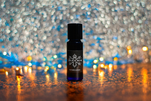 5ml slender blue with insert/dropper and black metal twist lid