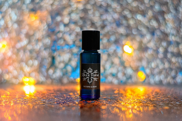 5ml slender blue with insert/dropper and black metal twist lid