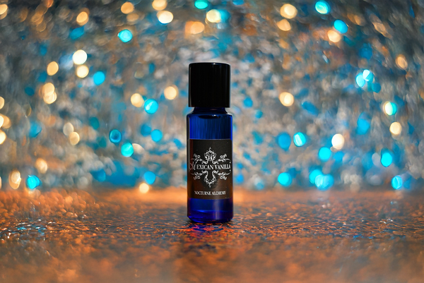 5ml slender blue with insert/dropper and black metal twist lid