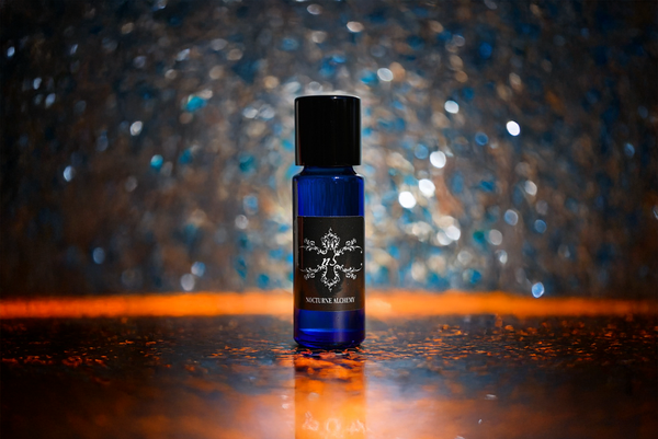 5ml slender blue with insert/dropper and black metal twist lid