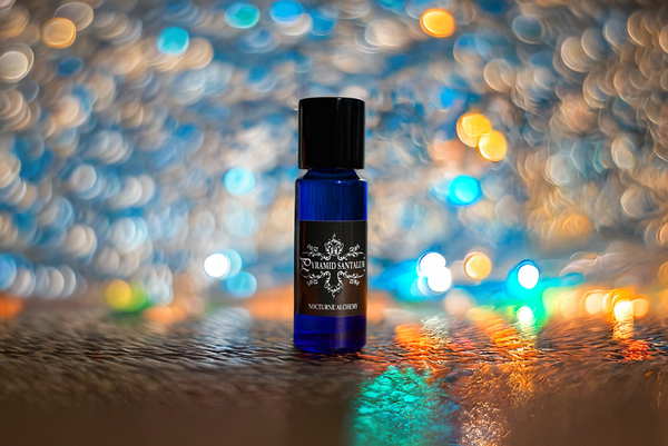 5ml slender blue with insert/dropper and black metal twist lid
