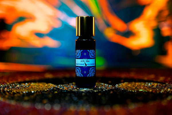 Air : Shu 5ml slender blue bottle with gold toned screw lid and insert dropper