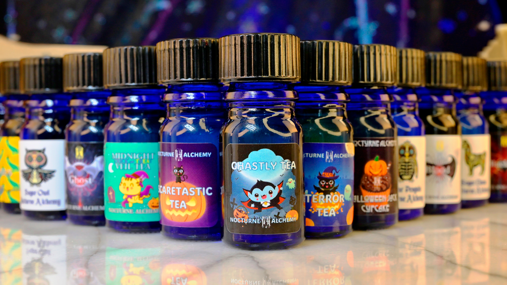 Group photo of all 30x Thoth's Archive Fall Limited perfumes