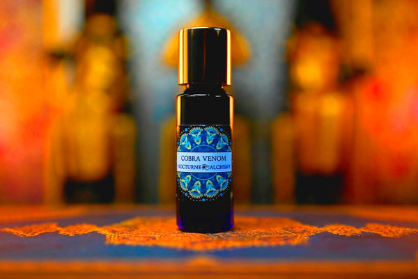 5ml Slender Blue bottle with insert dropper and shiny gold screw lid. Cobra Venom