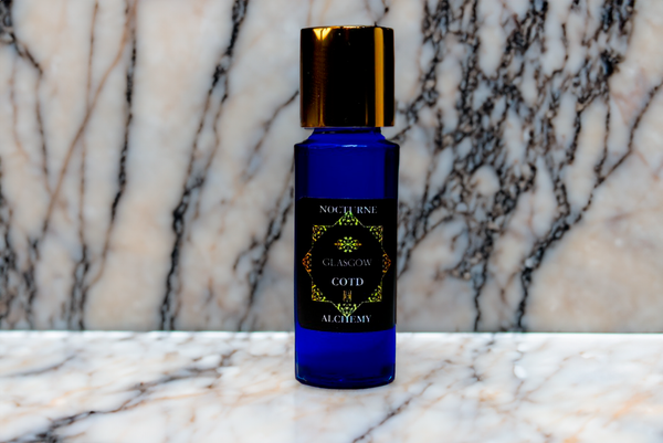 Glasgow 5ml Slender Blue bottle with insert dropper and shiny gold screw lid