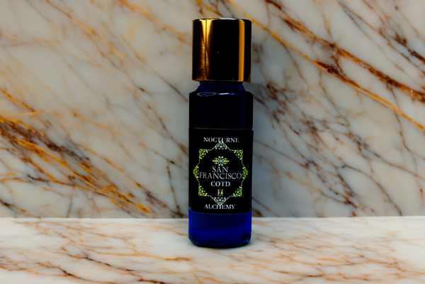 San Francisco 5ml Slender Blue bottle with insert dropper and shiny gold screw lid