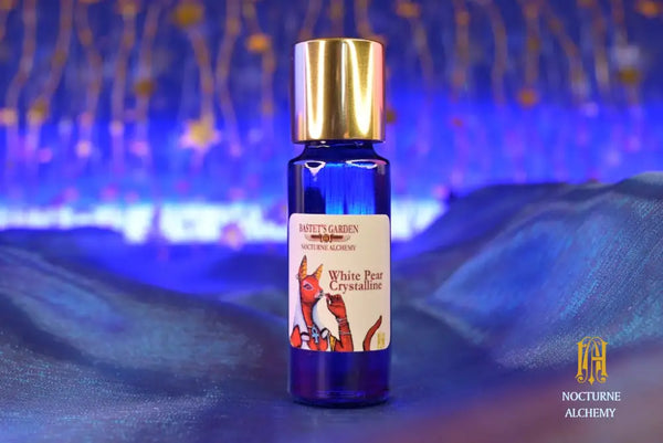 5ml PC Bastet's Garden Slender Blue Bottle with insert/dropper and golden twist lid