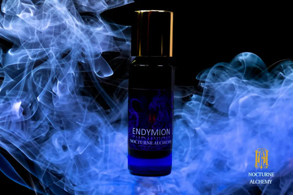 Endymion Dragon in 5ml Slender Blue Bottle with gold-toned screw lid and orifice reducer insert