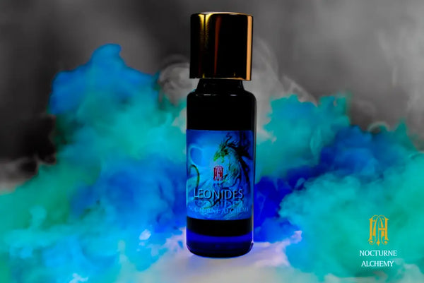 Leonides Dragon in 5ml Slender Blue Bottle with gold-toned screw lid and orifice reducer insert