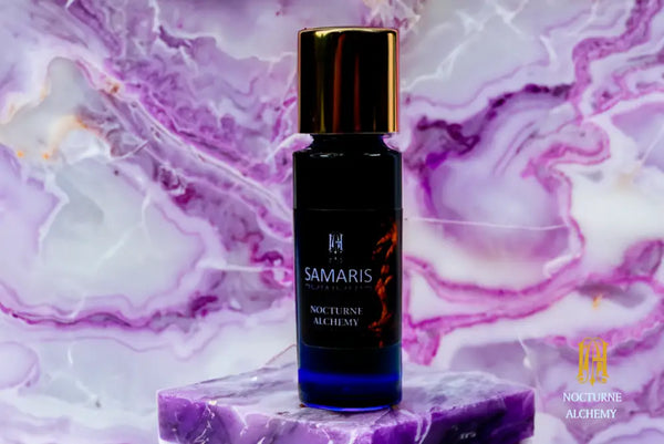 Samaris Gargoyle in 5ml Slender Blue Bottle with gold-toned screw lid and orifice reducer insert