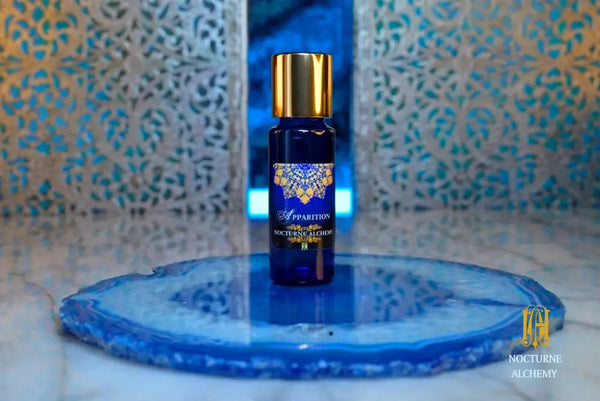 5ml Slender Blue Bottle with insert/dropper and golden toned twist lid