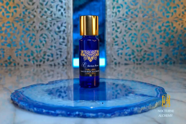 5ml Slender Blue Bottle with insert/dropper and golden toned twist lid