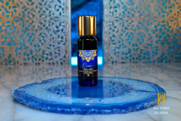 5ml Slender Blue Bottle with insert/dropper and golden toned twist lid