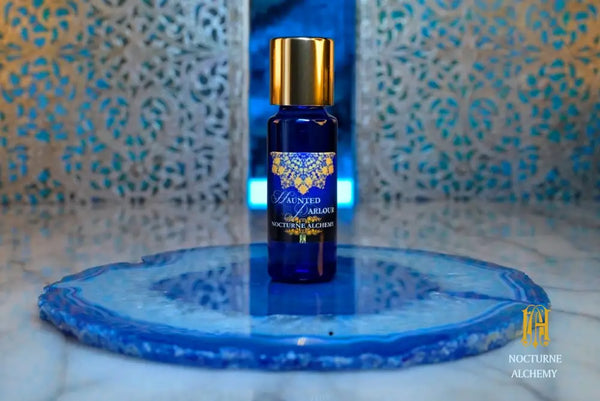 5ml Slender Blue Bottle with insert/dropper and golden toned twist lid