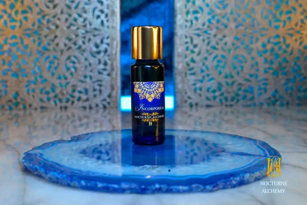 5ml Slender Blue Bottle with insert/dropper and golden toned twist lid