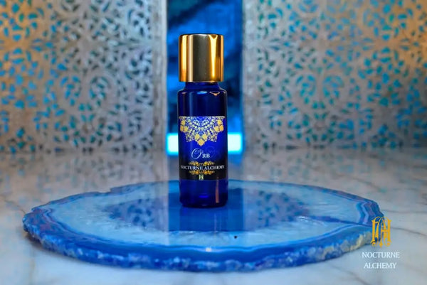 5ml Slender Blue Bottle with insert/dropper and golden toned twist lid