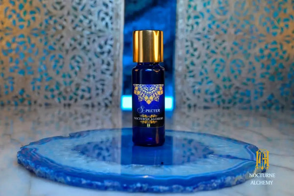 5ml Slender Blue Bottle with insert/dropper and golden toned twist lid