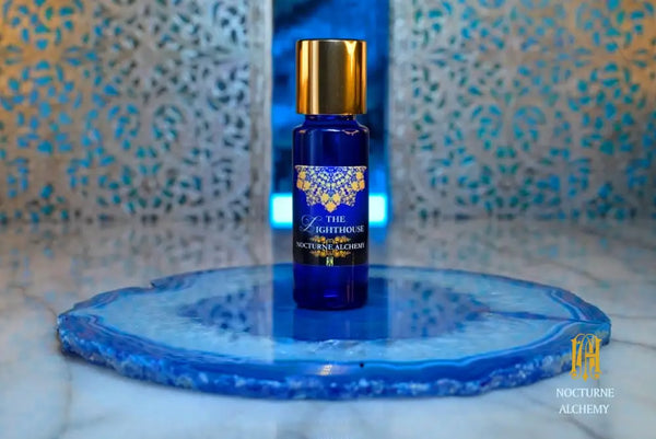 5ml Slender Blue Bottle with insert/dropper and golden toned twist lid