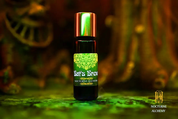 Bat's Brew 5ml Slender Blue Bottle with insert dropper and gold-toned screw lid.