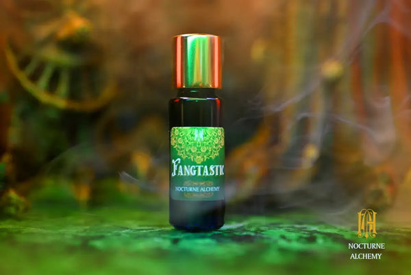 Fangtastic 5ml Slender Blue Bottle with insert dropper and gold-toned screw lid.