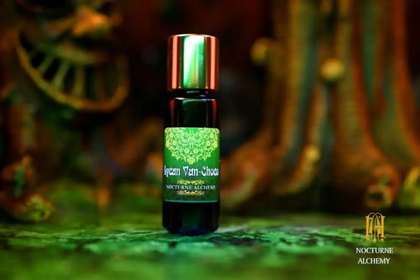 Lycan Van-Choco 5ml Slender Blue Bottle with insert dropper and gold-toned screw lid.