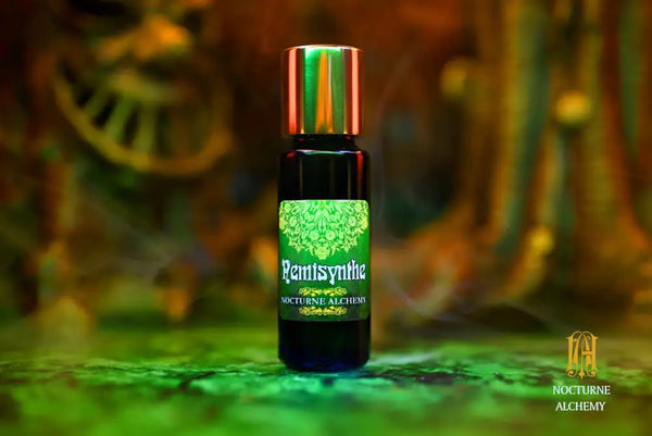 Nemisynthe 5ml Slender Blue Bottle with insert dropper and gold-toned screw lid.