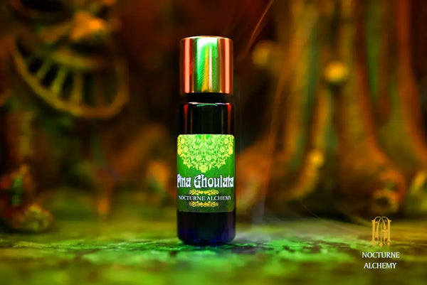 Pina Ghoulata 5ml Slender Blue Bottle with insert dropper and gold-toned screw lid.