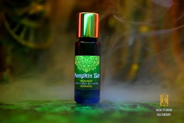 Pumpkin Bat 5ml Slender Blue Bottle with insert dropper and gold-toned screw lid.