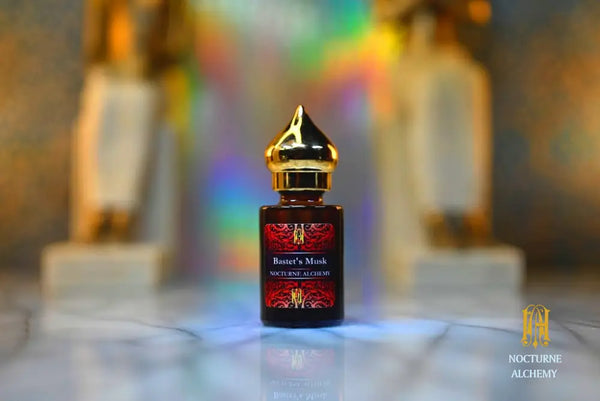Bastet's Musk 6ml Cylindrical Bottle with a dropper insert and domed lid