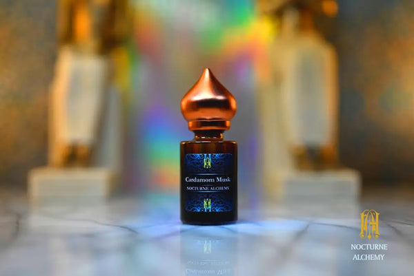 Cardamom Musk 6ml Cylindrical Bottle with a dropper insert and domed lid