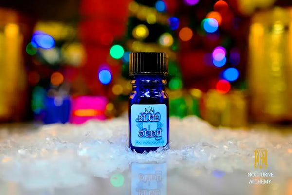 Blue Oudh.  5ml cobalt blue bottle no insert, phenolic screw lid.  