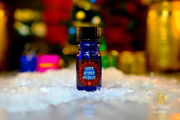 Cider Amber Incense - 5ml cobalt blue bottle no insert, phenolic screw lid.  