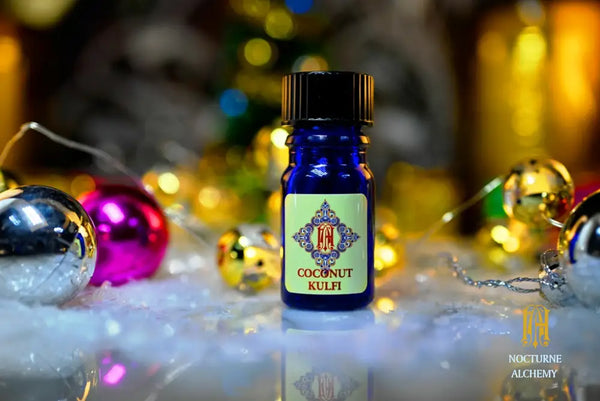 Coconut Kulfi - 5ml cobalt blue bottle no insert, phenolic screw lid.  