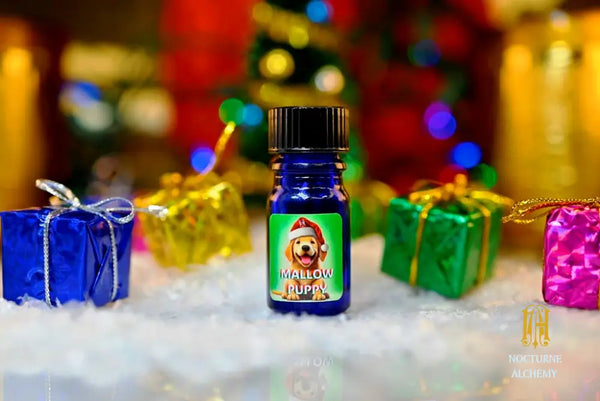 Mallow Puppy - 5ml cobalt blue bottle no insert, phenolic screw lid.  