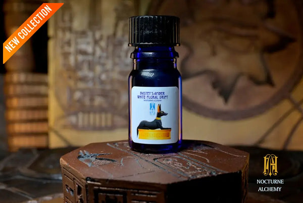 *NEW* NA Anniversary 2026 - Bastet’s Amber White Floral Drift - Perfume Oil 5ml blue bottle no insert/black twist lid