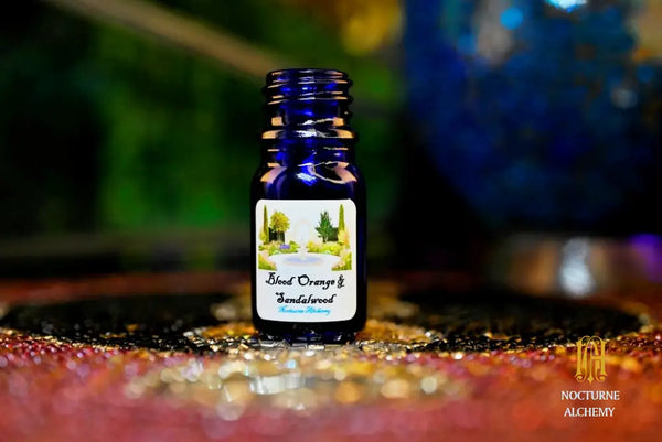 5ml traditional cobalt blue bottle with no insert/orifice and twist phenolic lid - Blood Orange & Sandalwood