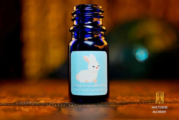 5ml traditional cobalt blue bottle with no insert/orifice and twist phenolic lid - Compassion Bunny