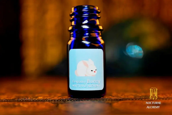 5ml traditional cobalt blue bottle with no insert/orifice and twist phenolic lid - Empathy Bunny