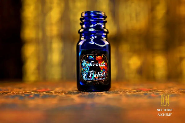 5ml traditional cobalt blue bottle with no insert/orifice and twist phenolic lid - Fahrouz & Fahid