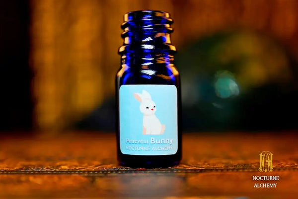 5ml traditional cobalt blue bottle with no insert/orifice and twist phenolic lid - Peaceful Bunny