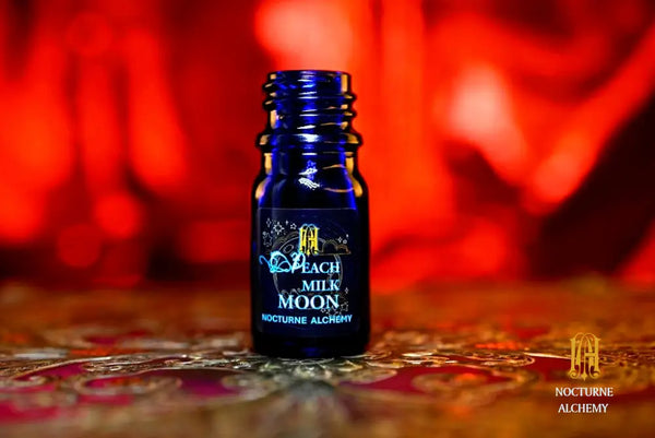 5ml traditional cobalt blue bottle with no insert/orifice and twist phenolic lid - Peach Milk Moon