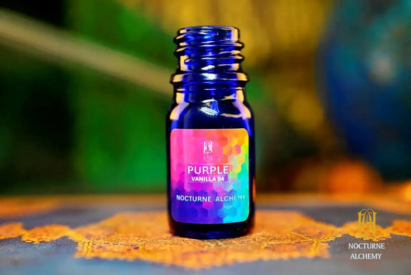 5ml traditional cobalt blue bottle with no insert/orifice and twist phenolic lid - PURPLE Vanilla 03