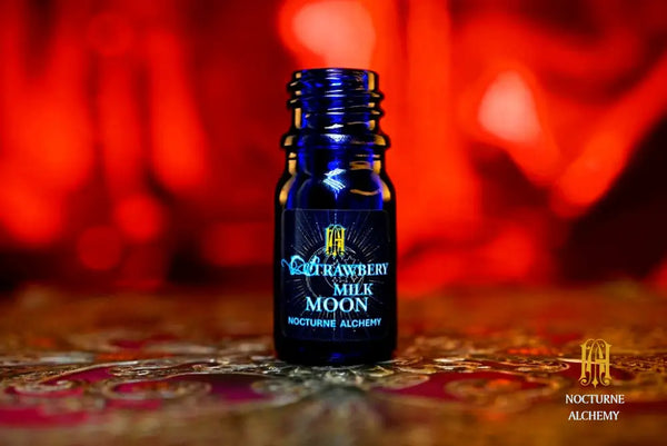 5ml traditional cobalt blue bottle with no insert/orifice and twist phenolic lid - Strawberry Milk Moon