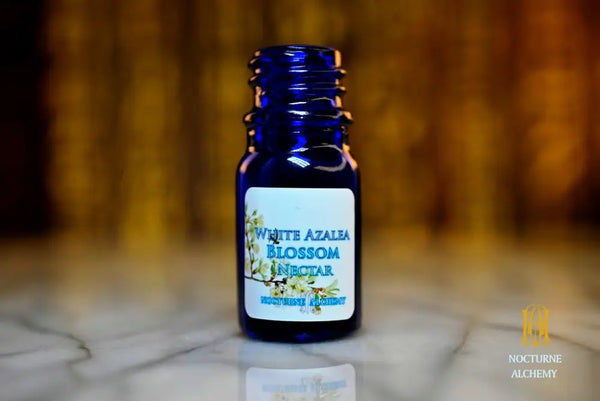 5ml traditional cobalt blue bottle with no insert/orifice and twist phenolic lid - White Azalea Blossom Nectar