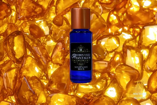 5ml Slender Blue bottle with copper lid and dropper insert. Precisely 5ml.  BourbonVanille/Santalum