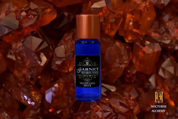 5ml Slender Blue bottle with copper lid and dropper insert. Precisely 5ml.  Garnet/BourbonVanille