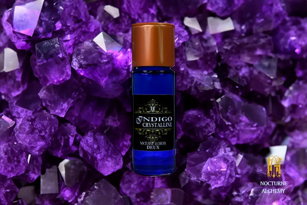 5ml Slender Blue bottle with copper lid and dropper insert. Precisely 5ml.  Indigo/Crystalline