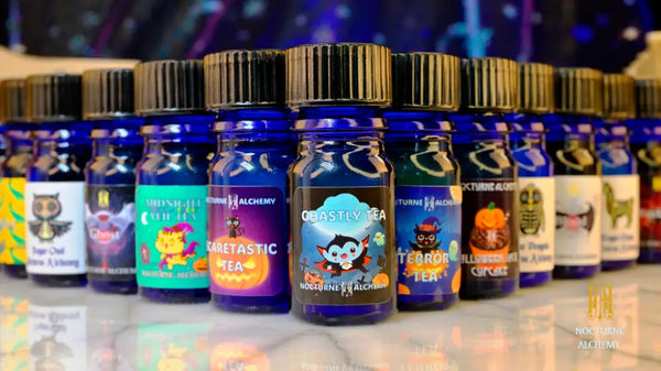 Group photo of all 30x Thoth's Archive Fall Limited perfumes