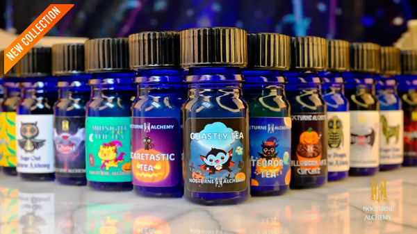 Group photo of all 30x Thoth's Archive Fall Limited perfumes