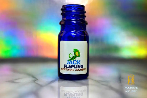 Jack Flapling - 5ml cobalt blue bottle no insert, phenolic screw lid. 